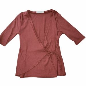 twinkle by Wenlan Crossover Tie Knit Top sz L